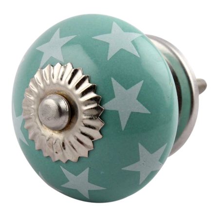  Sea Green Star Ceramic Cabinet Knob